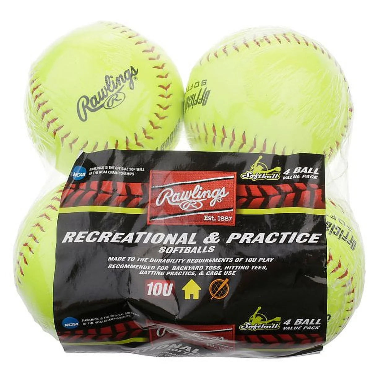 (8 Pack) NCAA Recreational Fastpitch Softballs, 11 Inch, 4 Count