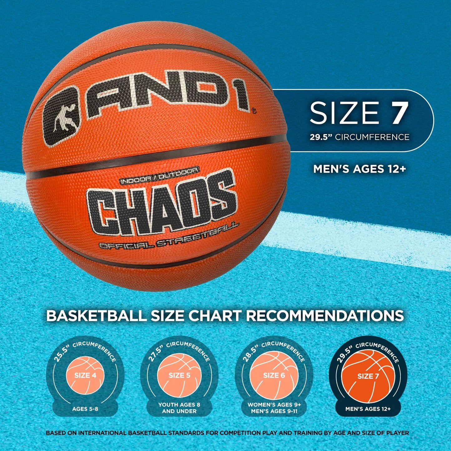 Enigma Rubber Basketball: Official Regulation Size 7 (29.5 Inches) Street Basketball - Deep Channel Construction Streetball, Made for Indoor Outdoor